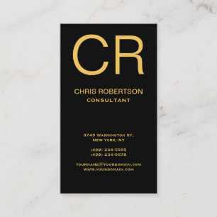 Monogram Black Gold Business Card