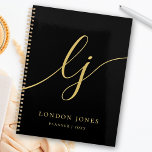 Monogram Black Gold Calligraphy Initials Business Planner<br><div class="desc">Monogram Black Gold Calligraphy Initials Business Planner</div>