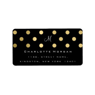 Monogram Black Gold Dots Cement Logo RSVP Label