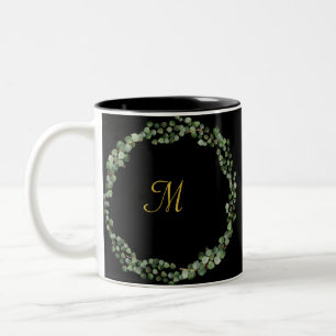 MONOGRAM BLACK GOLD EUCALYPTUS 2 COFFEE MUG