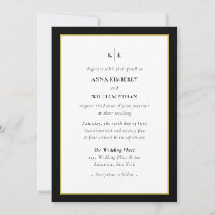 Monogram Black Gold - Families Wedding Inivitation Invitation