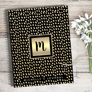 Monogram black gold foil bold modern script luxury notebook