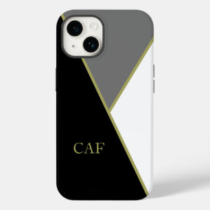Monogram Black Gold Grey White Geometric Modern Case-Mate iPhone 14 Case