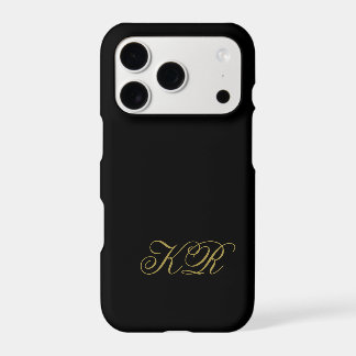 Monogram Black Gold Initials Minimalist Chic Men