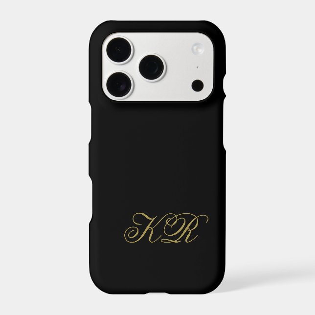 Monogram Black Gold Initials Minimalist Chic Men  (Back)