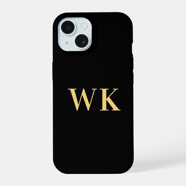 Monogram Black Gold iPhone 15 Case (Back)