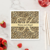 Monogram Black Gold Leopard Print Cheetah Animal