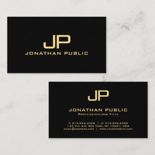 Monogram Black & Gold Luxury Premium Thick Paper Business Card