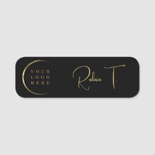 Monogram Black Gold Modern Elegant Business Logo  Name Tag