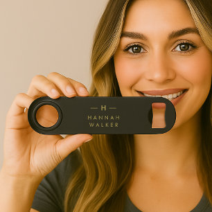 Monogram Black Gold   Modern Minimalist Elegant