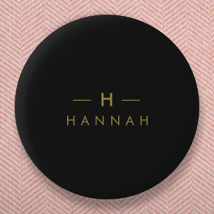 Monogram Black Gold   Modern Minimalist Elegant 6 Cm Round Badge