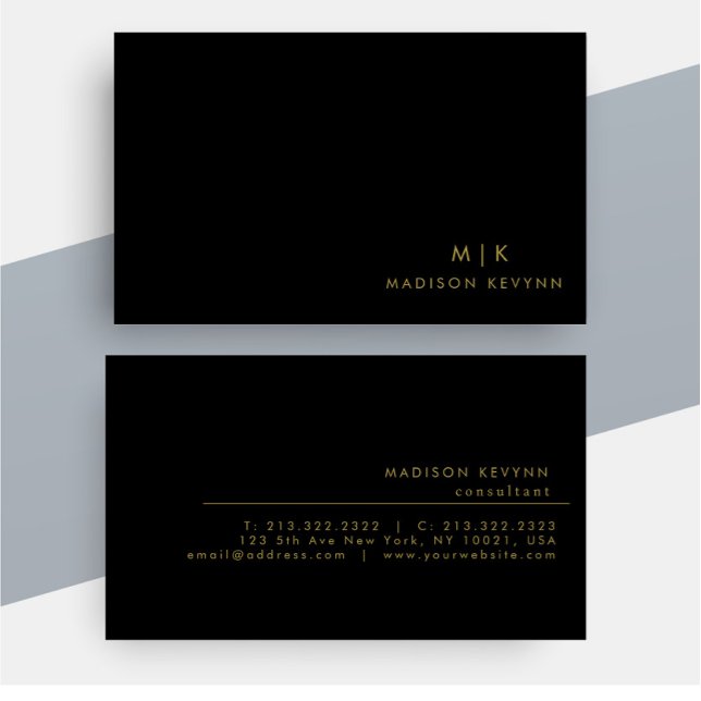 Monogram Black Gold | Modern Minimalist Elegant  Business Card (Creator Uploaded)