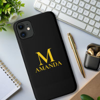 Monogram black gold modern minimalist elegant