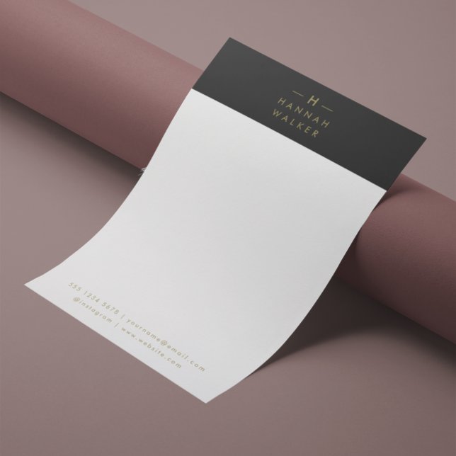 Monogram Black Gold | Modern Minimalist Elegant Custom Letterhead (Creator Uploaded)