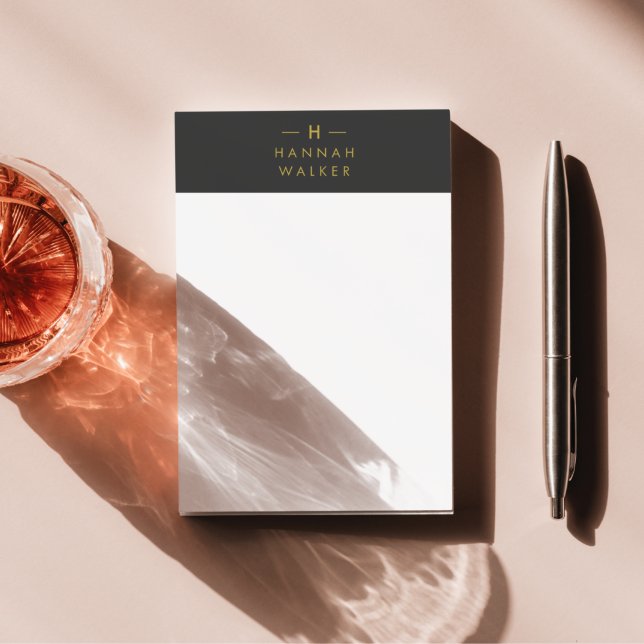 Monogram Black Gold | Modern Minimalist Elegant Post-it Notes (Creator Uploaded)