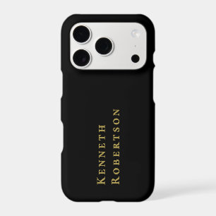 Monogram Black Gold Name Modern Minimalist Men