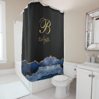 Monogram Black Gold Navy Agate Geode