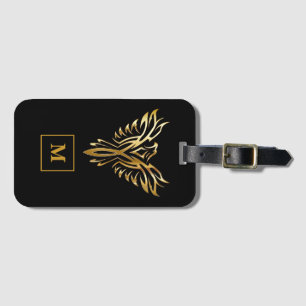 Monogram Black & Gold Phoenix Rising Luggage Tag