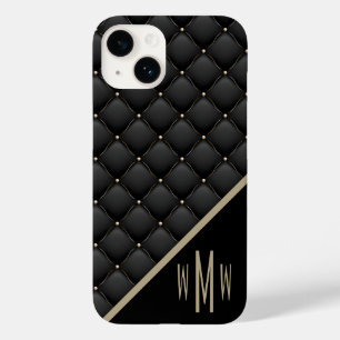 Monogram Black Gold Quilted Case-Mate iPhone 14 Case