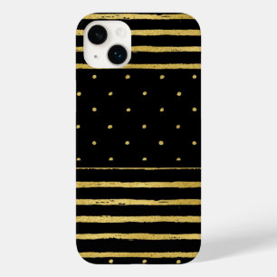 Monogram Black Gold Striped Dots -Mate iPhone 14  Case-Mate iPhone 14 Plus Case