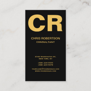 Monogram Black Gold Tones Business Card