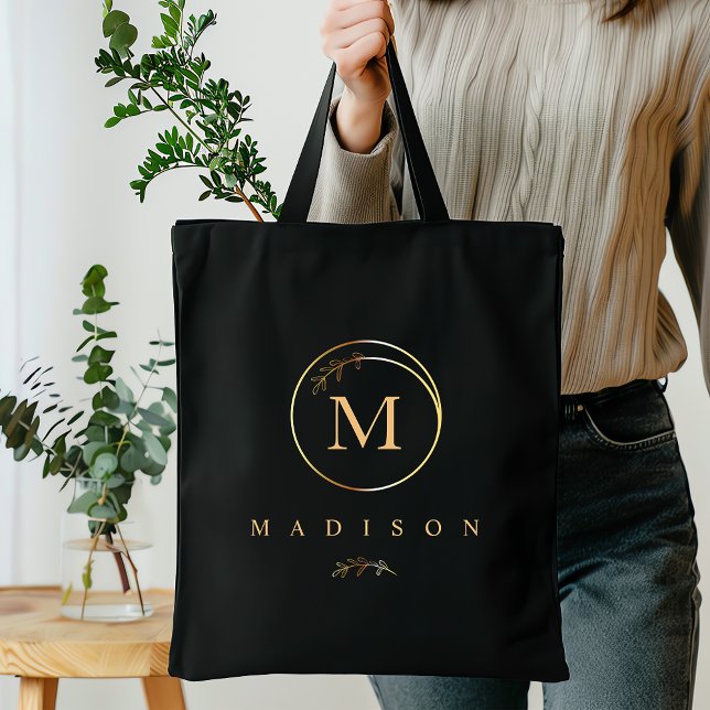 Monogram Black Gold Tote Bag  (Creator Uploaded)