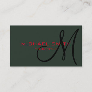 Monogram Black green colour background Business Card