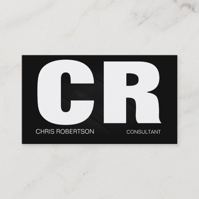 Monogram Black Grey Business Card (Front)