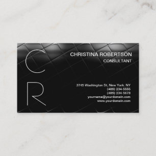 Monogram Black Grey Business Card