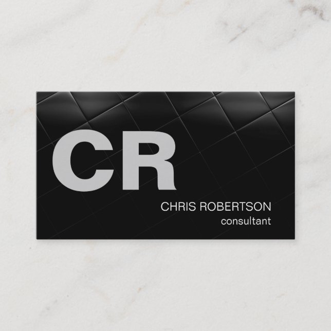 Monogram Black Grey Consultant Business Card (Front)