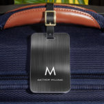 Monogram Black Grey Faux Metal Steel Styled Custom Luggage Tag<br><div class="desc">A stylish modern monogrammed luggage tag to help identify your belongings. Great for attaching to your luggage,  laptop bag,  golf bag,  carry-on,  and backpack. This product also makes a lovely gift for Father's Day,  birthdays,  graduations,  weddings,  and more. Please note,  metallic details are simulated.</div>