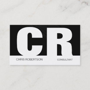 Monogram Black Grey White Business Card