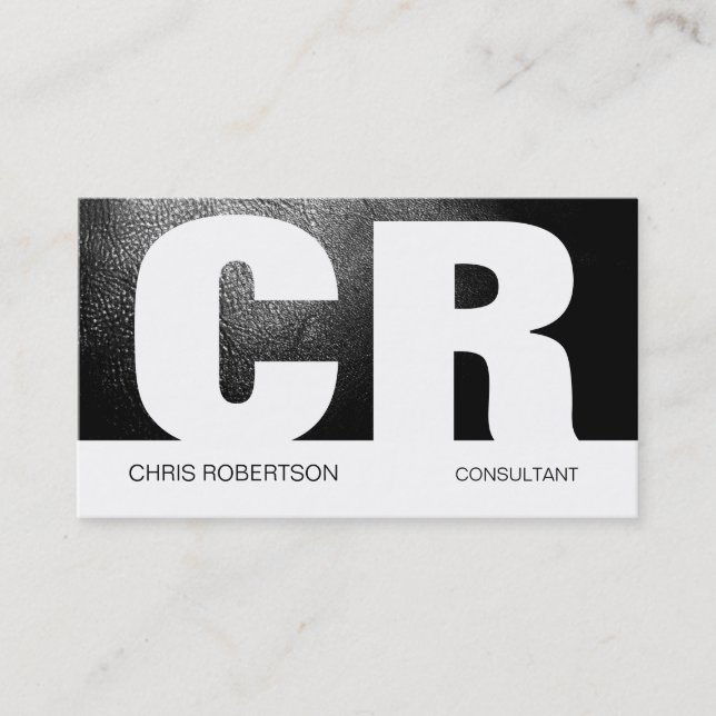 Monogram Black Grey White Business Card (Front)