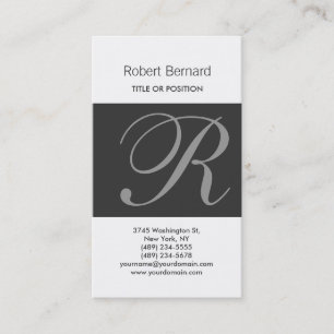 Monogram Black Grey White Modern Business Card