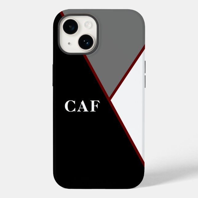 Monogram Black Grey White Red Geometric Minimalist Case-Mate iPhone Case (Back)
