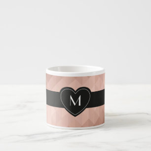 Monogram black heart chic rose gold geometric espresso cup