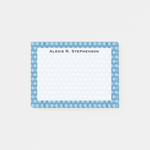 Monogram Black Honeycomb on Sky Blue Post-it Notes