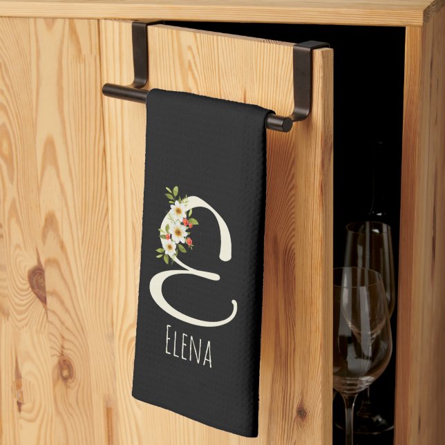 Monogram black Kitchen Towel Housewarmng gift (Thirds Fold)