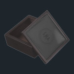 Monogram Black Leather Look Gift Box<br><div class="desc">Simple black leather look(image of leather). Custom and optional monogram. Cool masculine design. Available on other products</div>