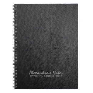 Monogram Black Leather Texture Look Notebook