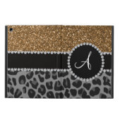 Monogram black leopard gold glitter iPad air case (Outside)