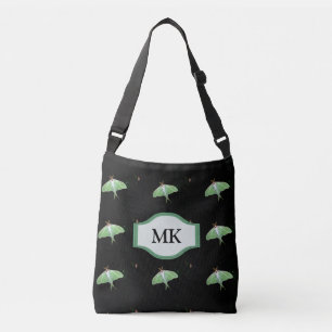 Monogram Black Luna Moth Pattern Tote Bag
