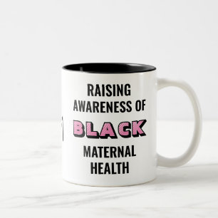 Monogram Black Maternal Health Awareness Two-Tone Coffee Mug