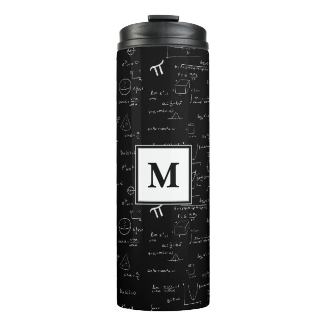 Monogram Black Math Geometry Algebra  Thermal Tumbler (Front)