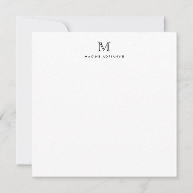 Monogram Black Minimalist Classic Formal Elegant Card (Front)