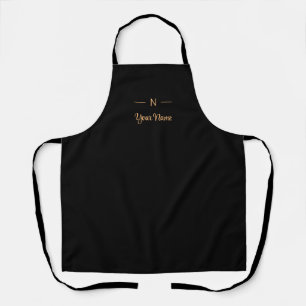 Monogram Black, Modern Minimalist Elegant Apron