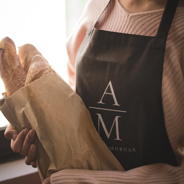 Monogram Black Personalised Apron (Creator Uploaded)