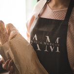 Monogram Black Personalised Apron<br><div class="desc">Cook in style with this Monogram Black Personalised Apron. Featuring a sleek black design and a customisable monogram, this apron adds a touch of sophistication to any kitchen. Made from durable and high-quality materials, it provides both comfort and protection, making it perfect for both amateur and professional chefs. Whether you're...</div>