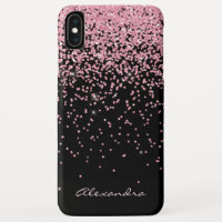 Monogram Black & Pink Sparkle and Glitter
