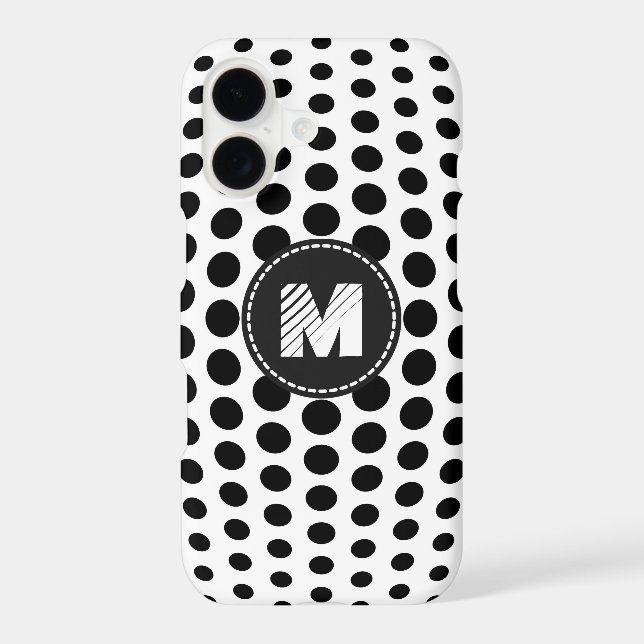 Monogram Black Polka Dots Pattern (Back)